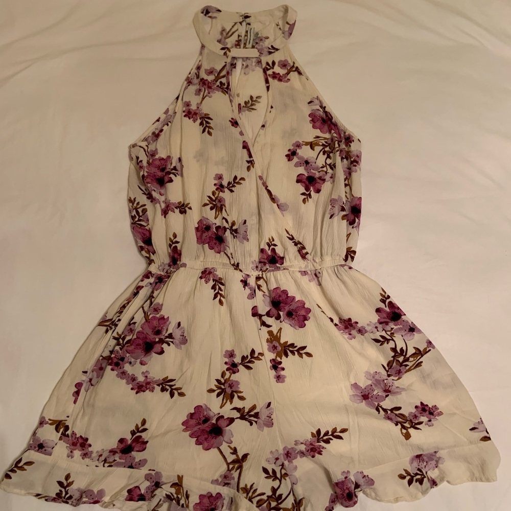 Cream, high neck, cherry blossom romper
